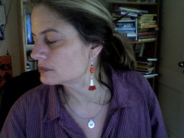 SariRedTassleSilverEarring